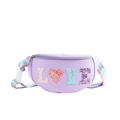 Kids purple sequin LOVE fanny pack with colorful rainbow strap and PU material - Purple