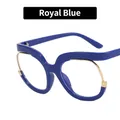 Montatura per occhiali oversize blu zaffiro a forma di gufo con eleganti dettagli dorati - Blu Zaffiro