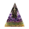 Ganesha crystal pyramid with amethyst, green aventurine stones and gold foil layers - Style 23