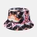 Reversible rainbow tie-dye cotton bucket hat with multi-color sunset pattern for sun protection - M (56-58cm) / Color 9