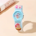 Orologio per bambini con unicorno, cinturino in silicone azzurro e dettagli 3D colorati - Celeste