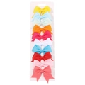Set di 10 mollette per capelli con fiocchi colorati in gros-grain per neonati su scheda - 10B-Colori dell'Arcobaleno