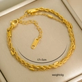 Detail of double-layer gold stainless steel chain showing lobster clasp and 17+5cm length - 7-2 (Double Layer Rope Cylinder Chain)