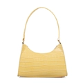 Elegant yellow crocodile embossed pattern underarm handbag with minimalist shoulder strap - Yellow