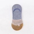 Chaussettes basses en coton avec broderie lapin mignon en tons bleu et beige - Color Block Bleu (Broderie Lapin)