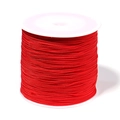 Detailed view of red 0.8mm nylon cord on a spool for DIY jewelry and knotting - 0.8mm Diameter (Approx. 90m/Roll) / Red