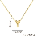 Macro detail of golden letter Y pendant necklace with dimensions and weight display - Letter Y