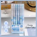Set of six 0.5mm erasable gel pens with blue sky and daisy nature landscape patterns - Scenery Limited 6Pcs/Box-Carbon Black Ink