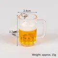 Portachiavi mini boccale di birra da 3,7 cm con liquido e schiuma realistici - Bicchiere Dritto