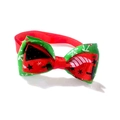 Dettaglio di un papillon natalizio per animali in rosso e verde con motivi a stelle - VN429 Papillon di Natale Con Fiocco di Neve e Stella / Rosso & Verde