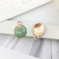 Green enamel shell pendant and gold metal charm for DIY jewelry and bracelets - Sea Shell (Slender)