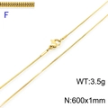 Minimalist golden snake bone chain necklace, size 600x1mm and weighing 3.5g in gold finish - Gold 1mm Width 60cm Length (KN203584-Z)