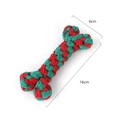 Detail view of 16cm red and green cotton rope bone toy with specific size annotations - B13115-Style 10 (Christmas Bone 16cm)