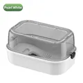 Turtle tank with basking platform and transparent flip cover in pearl white finish - Pet Box / Pearl White