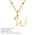 Collana in acciaio inossidabile placcato oro 14K con pendente lettera W cuore - Lettera W / Oro