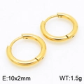 Orecchino a cerchio rotondo 10x2mm in acciaio inossidabile placcato oro 18K - 10mm / Oro
