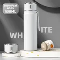 550ml snow white smart insulated stainless steel thermos with tea infuser and cup lid - 550ml / Plain Style / Snow White