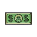 Green rectangle enamel pin with cartoon money dollar bill design and number 5 - Squidward Dollar Bill Style (QHXZ2369)