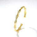 Dettaglio del bracciale rigido dorato a forma di bambù con pavé di zirconi scintillanti - Oro Stile 3 (Forma di Bambù)