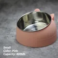 Pink tilted stainless steel cat bowl with cute cat ears and 400ml capacity - 400ml / Nordic Pink