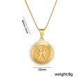 Collier en acier inoxydable doré avec pendentif signe Poissons et détails des dimensions - Poissons