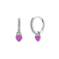 Silver S925 heart earrings with purple enamel charms for women fashion style - 24K / Silver-Purple Heart (JQH0021-SS-7)