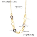 Detail view of leopard print acrylic ring necklace with stainless steel gold chain - Gold Irregular Ring Leopard