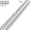 Comparison of brushed and shiny silver Cuban link chains with sturdy lobster clasps - 8mm Brushed and Polished Double Sided / 45cm