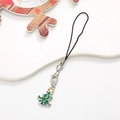 Detailed view of mini Christmas tree pendant with enamel finish and lobster clasp - Christmas Tree / Silver