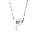 Short minimalist stainless steel clavicle necklace with silver letter P pendant - Letter P Style (KN233980-Z)