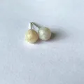 Elegant 6mm cream crystal bead stud earrings crafted with S925 sterling silver pins - Bamboo Leaf Agate / Gold