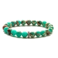 Imperial Jasper beaded bracelet with natural blue texture and silver metal spacer bead - Shoushan Stone Color