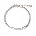 Bracelet chaîne serpent en acier inoxydable argenté avec pierres de zircone rondes - Bracelet Chaîne Serpent Zircon Argenté (SBP076)