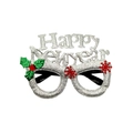 Occhiali da festa Happy New Year argento glitterati con agrifoglio e fiocchi - Stile 22 Argento Happy New Year
