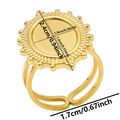 Detailed size measurement chart for sunflower style stainless steel ring base - J470 / Gold