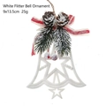 Christmas white star ornament with pine cones, needles, and a red bow, 13.5cm height - White Type G - Glitter Bell
