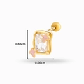 Golden cartilage earring with rectangle zircon, pink stars and wave border, 0.88cm height - Pink Star Gold Base (0165-3# Gold Pink)