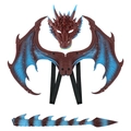 Kids' blue and red dragon costume set with textured mask, wings, and matching tail - Purple