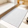 Modern white chenille bath mat with thick absorbent 3D woven texture for bathroom - 40*60cm / White
