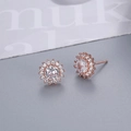 Rose gold daisy stud earrings with sparkling cubic zirconia in a floral design - Sunflower Rose Gold (LED-34)