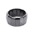 Polished magnetic black hematite wide link bracelet for men on a white background - Magnetic Extra Large Row Bracelet