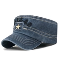 Dunkelblaue Armee-Mütze aus gewaschener Baumwolle mit Dallas-Stickerei und Stern-Patch - Verstellbar / Marineblau