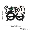 Halloween party glasses with glittery black cat and Boo ghost designs for festive dress-up - Black Cat Boo Ghost