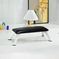 Minimalist nail arm rest stand with black leather cushion and stable white metal legs - Classic Black (Sheet Metal White Legs)