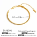 3.25mm golden stainless steel snake chain bracelet, 17+5cm adjustable length - Snake Chain Style (SL41091)