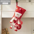 Rode kerstsok met sneeuwpop decoratie, 43cm gebreide stoffen geschenkverpakking - 3D Stereo Sneeuwpop Stijl (AGWZ18-5)