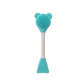 Dual-ended silicone face cleanser with bear-shaped brush and flat applicator tip - Blue