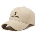 Beige cotton baseball cap with number 7 embroidery and adjustable soft top structure - Light Beige
