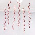 Set of 7 metallic red PVC swirl decorations for Christmas ceiling and window display - Single Swirl 6 Pcs / Red
