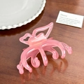 Pink wavy tortoiseshell hair claw clip with golden France Handmade engraving - Butterfly Claw Clip - 10cm
